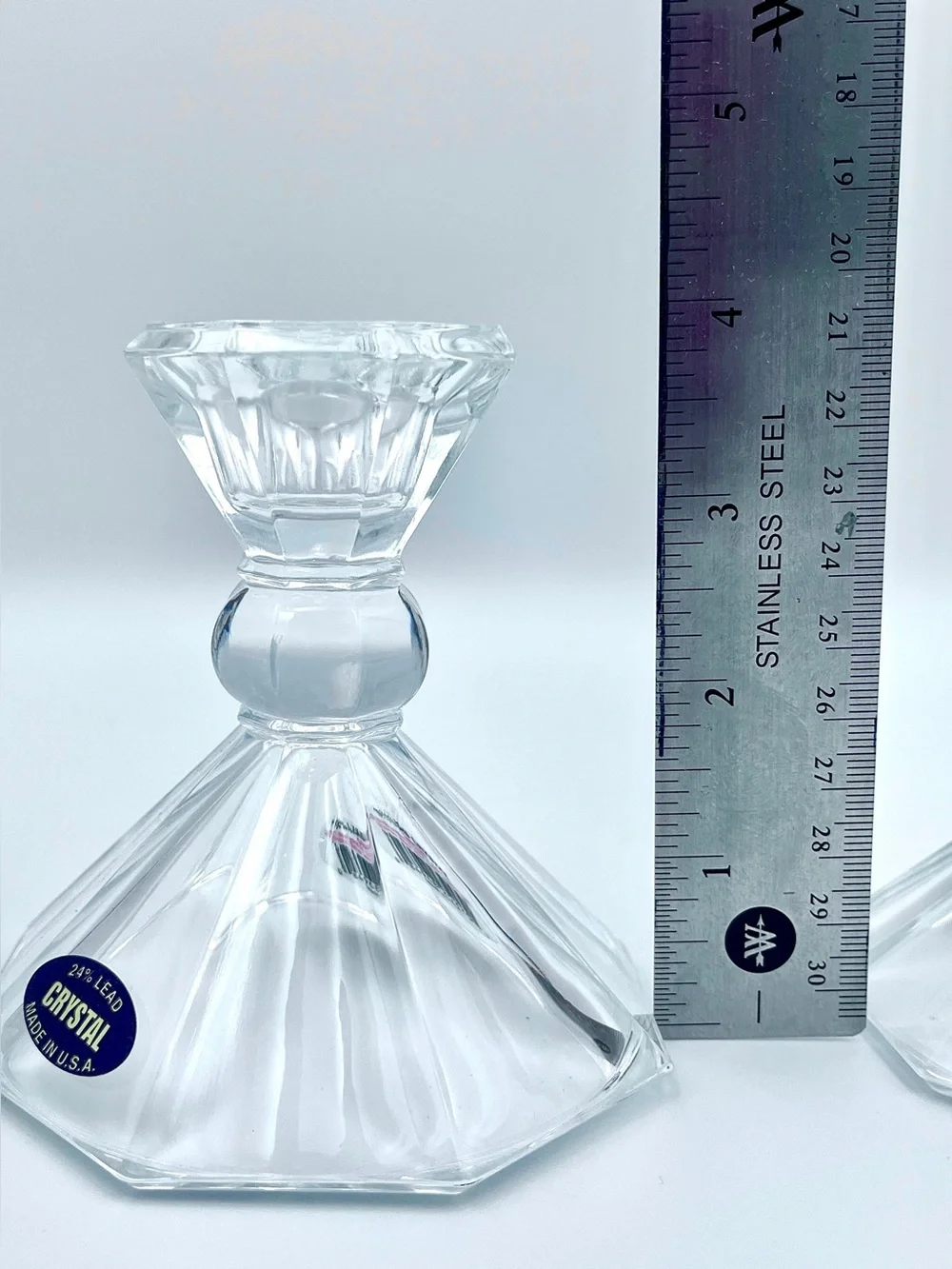 Vintage 24% Lead Crystal Taper Candlestick Holders - Pair (Made in USA)